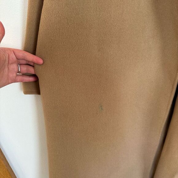 Gentle Herd Women’s Single Breasted Belted Wrap Wool Coat in Color Camel - Picture 12 of 16